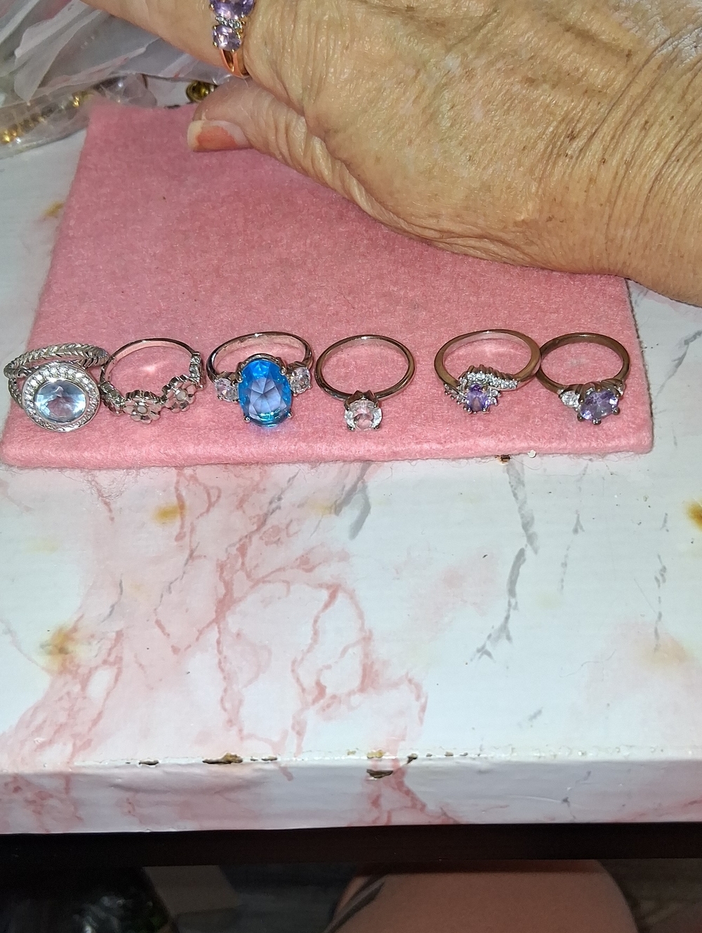 Source Unknown Silver-Tone Rings with Blue, Purple and Clear Stones